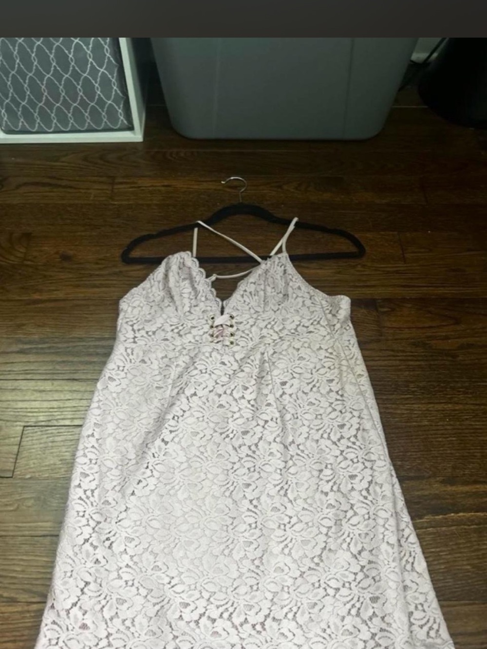 Victoria's Secret Blush Pink Lace Midi Dress with Crisscross Straps